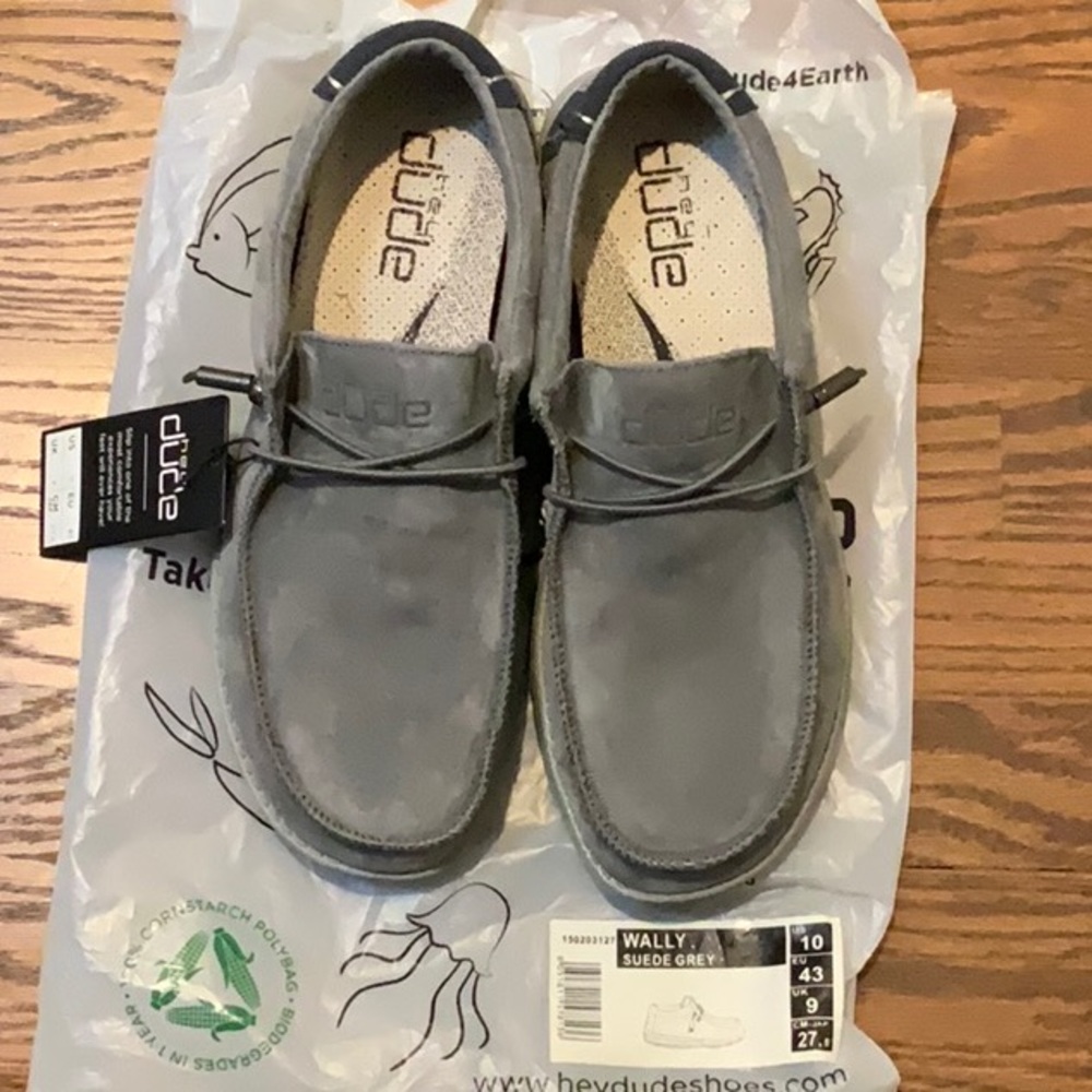 Hey Dude Wally Grey Suede Men’s size 10